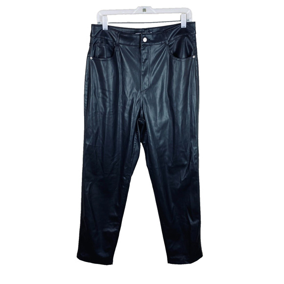 ZARA Faux Leather High Rise Pants Mom Fit Black Womens Size 10 Grunge Y2K 90s - Picture 2 of 13